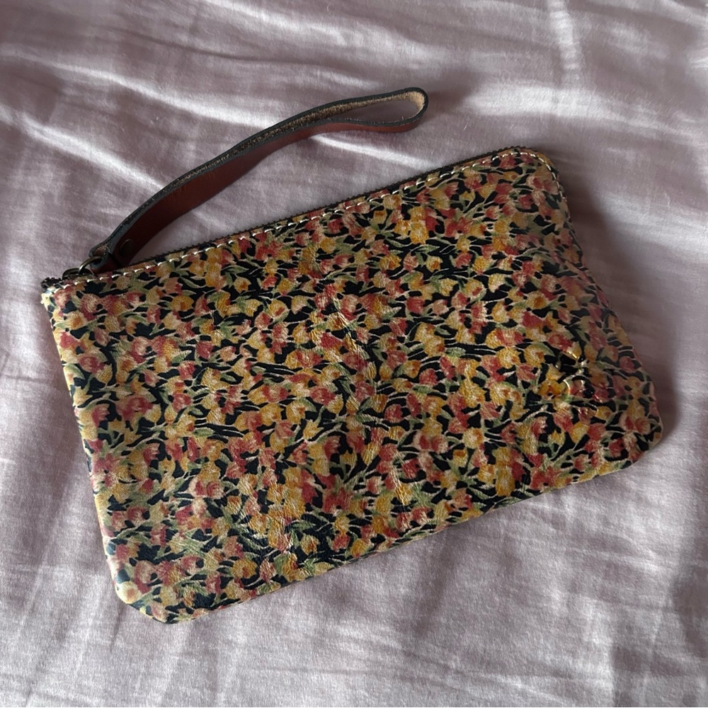 Patricia Nash Black Tulip Floral Wristlet